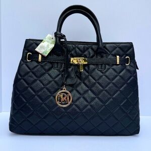 NWT Badgley Mischka Large Quilted Tote with Front Lock